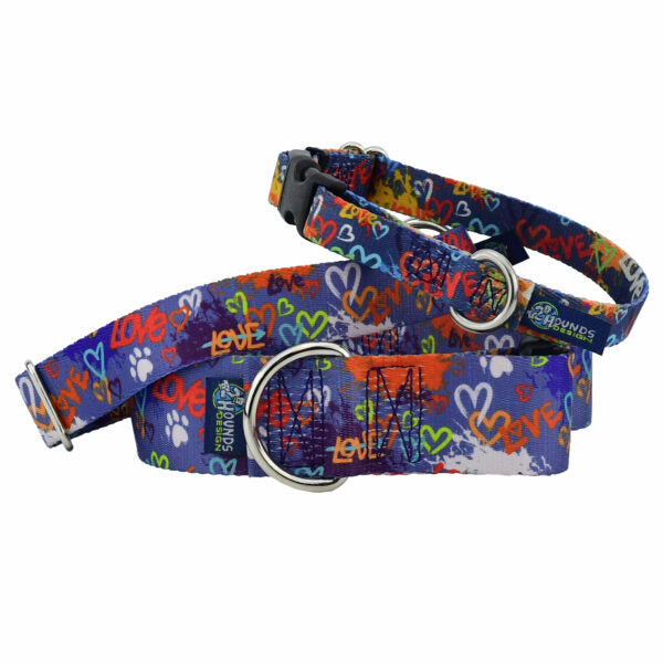 Love Graffiti Blue Buckle Martingale Dog Collar – EarthStyle