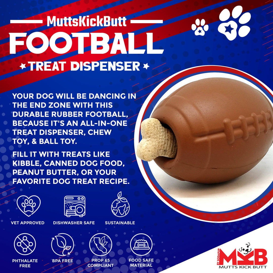 Football Durable Rubber Chew Toy and Treat Dispenser