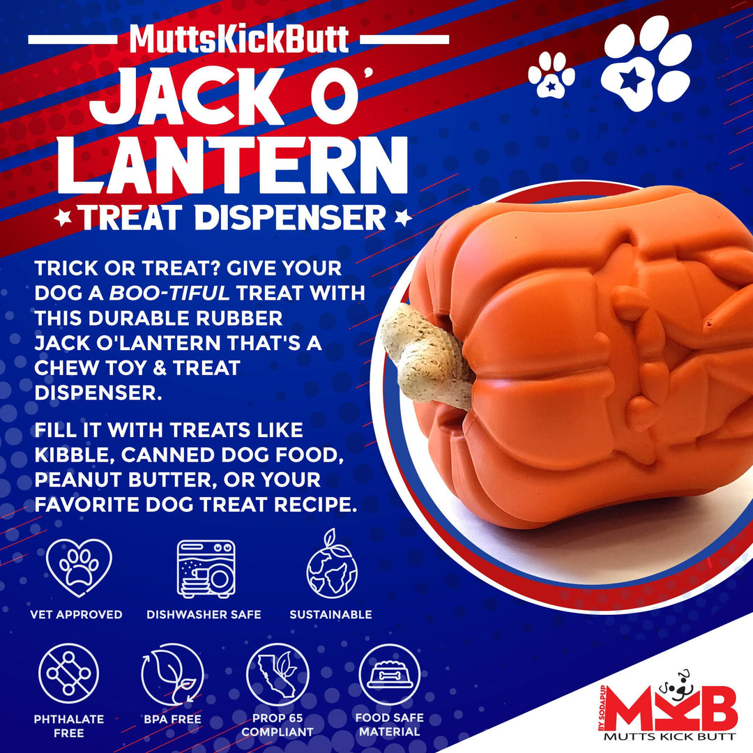 Jack O' Lantern Durable Rubber Chew Toy & Treat Dispenser