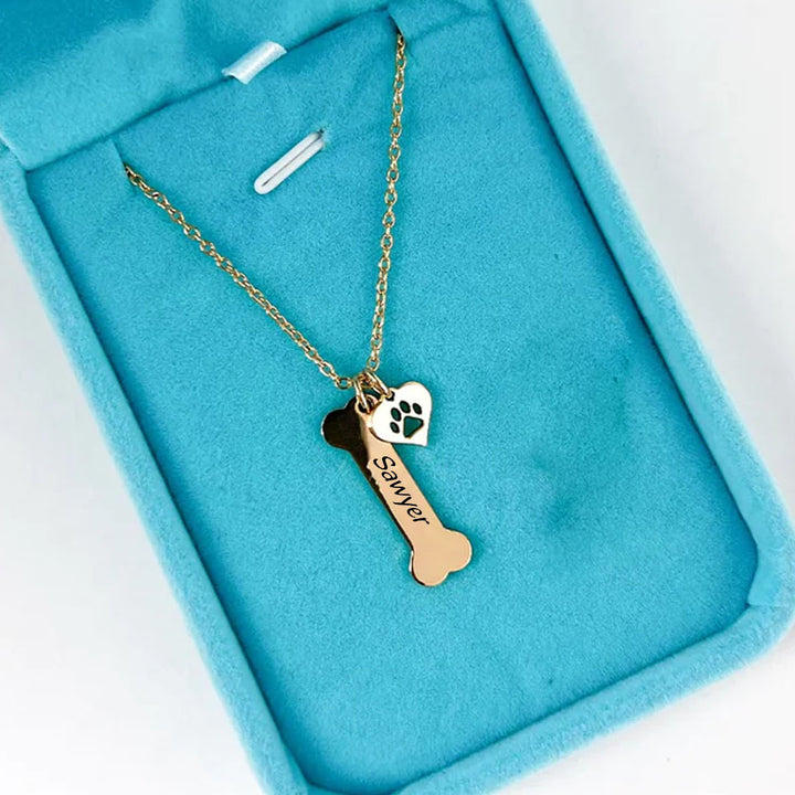 Bone Name Necklace  (1 Pendant w heart charm)