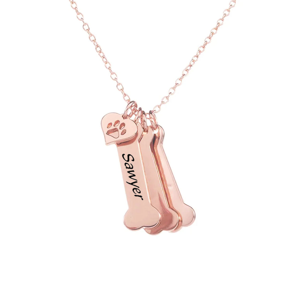 Bone Name Necklace  (1 Pendant w heart charm)