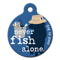 QR ID Pet Tag - Dog is Good: Never Fish Alone (Large)