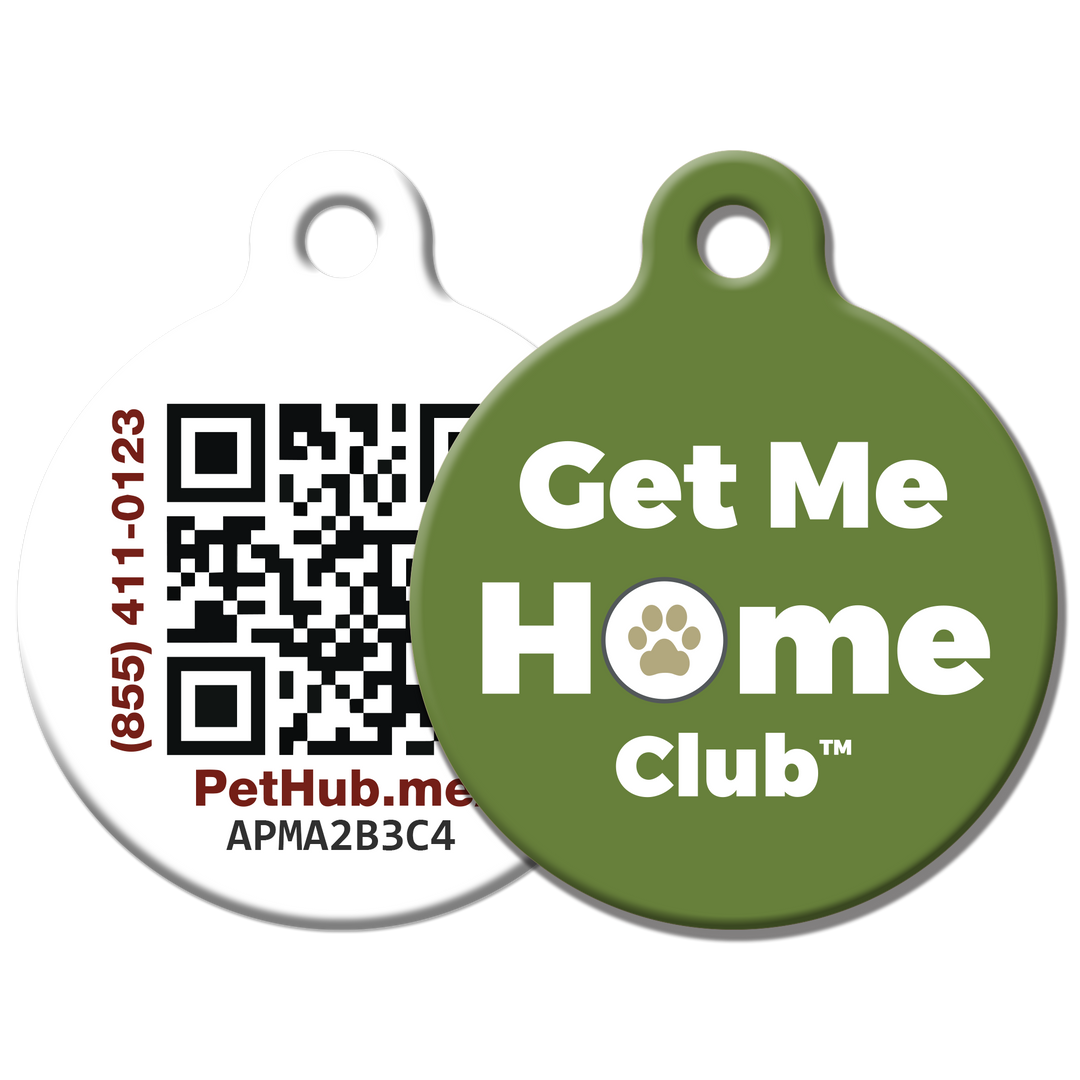 Olive Green PetHub Get Me Home Club™ QR pet ID Tad