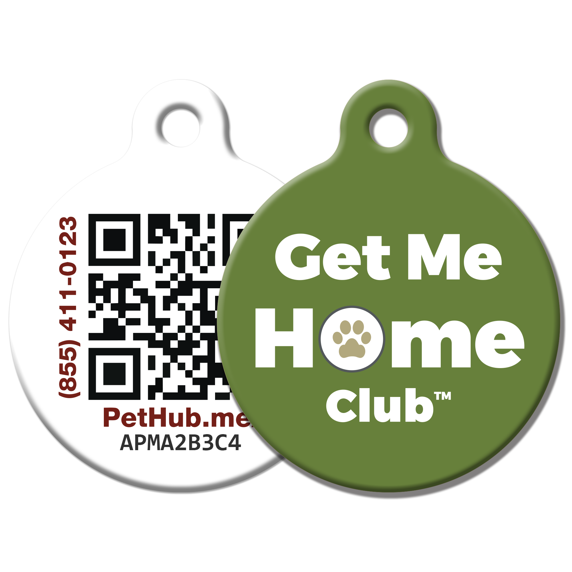 Olive Green PetHub Get Me Home Club™ QR pet ID Tad
