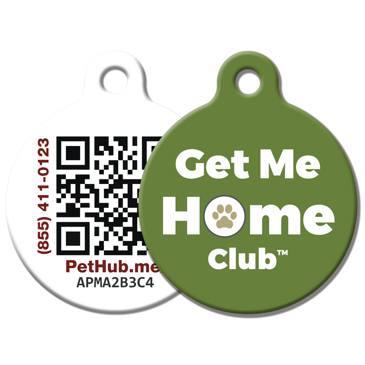 Olive Green PetHub Get Me Home Club™ QR pet ID Tad