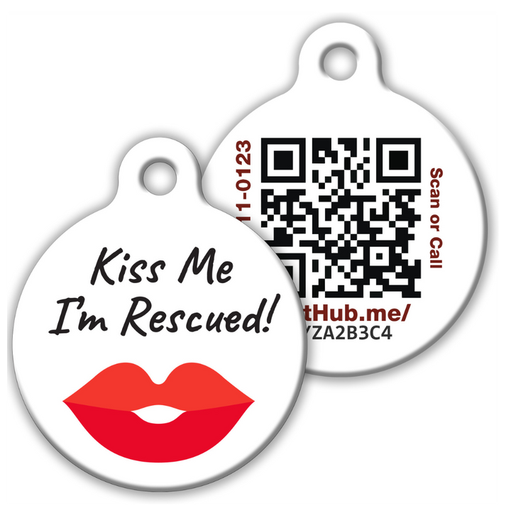 QR ID Pet Tag - KIss Me I'm Rescued