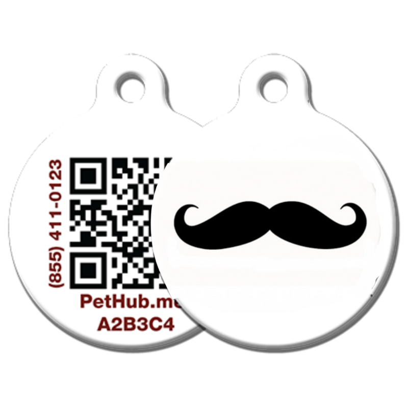 QR ID Pet Tag - Mr. Mustache